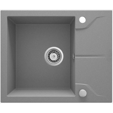 Lavello cucina in granito con 1 vasca e gocciolatoio 59x49 cm grigio metallizzato - Nexyo
