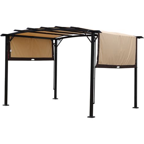 CAIziHousse de remplacement pour pergola extérieure incurvée de 12 x 9 pieds, auvent pare-soleil imperméable pour terrasse et balcon, résistant aux UV (beige) (1/5)