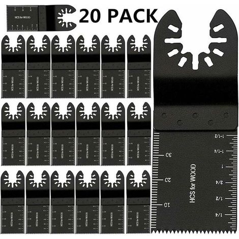 Lot de 20 Lames de Scie Oscillantes Universelles, multitool plus 34 mm Lame Outil Multifonction Précision À libération rapide Lames de scie oscillantes Pour Bosch Bois Plastique Métal Clous, Ensoleill (1/5)