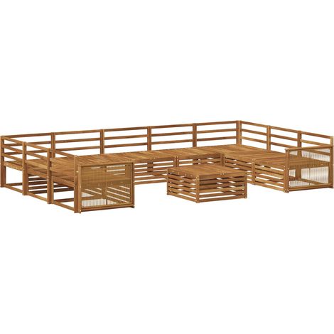 Outdoor Sofa Set 10 pcs Natural Solid Acacia Wood vidaXL (1/5)