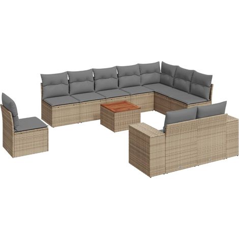 Maison Exclusive - Set de sofás de jardín 11pzas con cojines ratá (1/3)