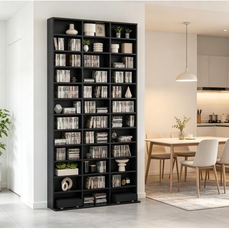Mueble para CD y DVD negro de MDF 102 x 23,5 x 195 cm OKWISH (1/5)