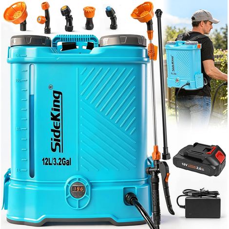Pulvérisateur à Dos 12L, Pulvérisateur Électrique Compatible avec 18V, Pression Réglable 5,5 Bar, Lance Télescopique, Soutien Lombaire, Pulvérisateur de Jardin pour Toiture (1/5)