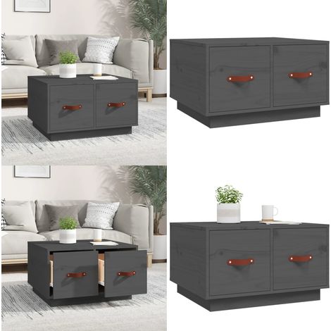 Table basse Gris 60x53x35 cm Bois massif de pin - Table Basse - Meuble Salon - Table D'appoint - Table Design - Table Bois - Home & Living (1/5)