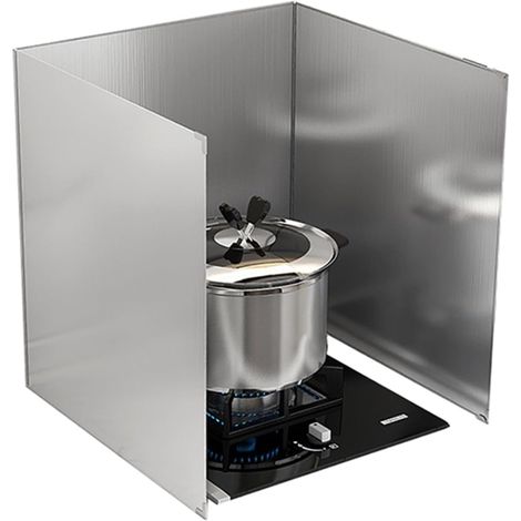 Plaque Anti Projection Cuisine - 1 Unité - Inox - Pliable 3 Volets - Protection Mur Cuisinière - 30x40x40cm (1/5)