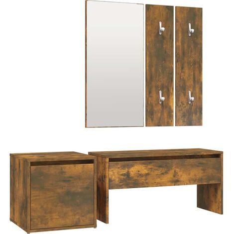 Maison Exclusive - Garderoben-Set Räuchereiche Holzwerkstoff (1/5)
