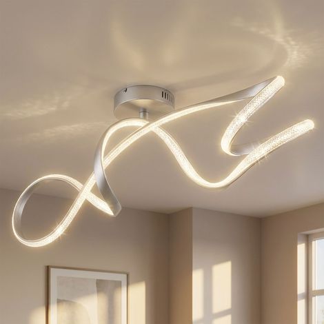Lampada da soffitto Lampada da soffitto Lampada da soggiorno Lampada di cristallo argento LED D 90,8 cm