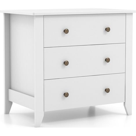 3-Drawer Wooden Dresser Chest of Drawers with 3 Drawers & Round Metal Knobs (1/5)