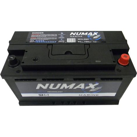 Numax – Batterie de démarrage 12V 92Ah – MVL5MF – CCA 720A pour bateaux et camping-cars – Technologie CA/CA épaisses (1/2)