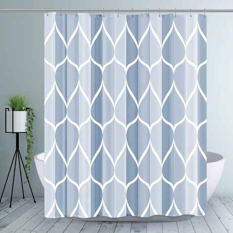 Rideau De Douche - Polyester Imperméable - 183 x 183 Cm - Ourlet Contreventé - Lavable En Machine - Lot De 1 Avec 12 Crochets (1/5)