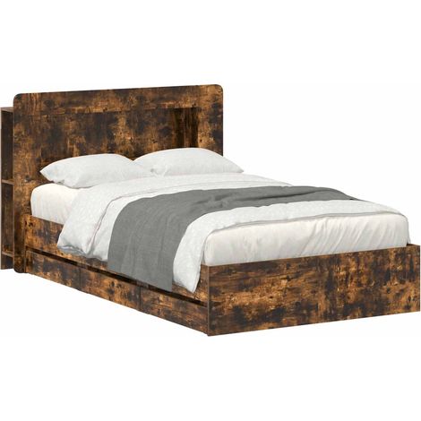 Cadre de lit avec rangement Chêne fumé 120 x 190 cm vidaXL (1/5)