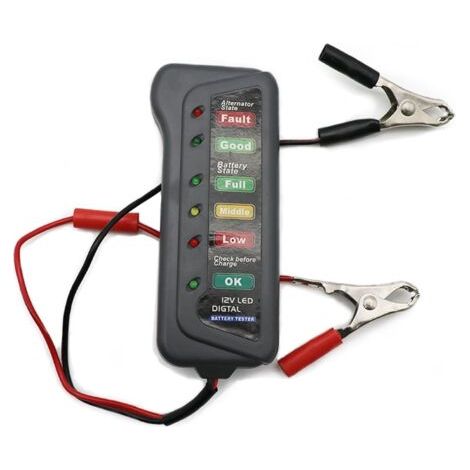 Mini testeur de batterie de voiture 12 V, testeur d'alternateur numérique, 6 lumières LED, outil de diagnostic de voiture, testeur de batterie automatique pour moteur de voiture, 1 pièce (1/5)