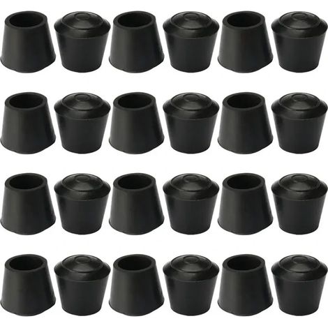 SOURCING MAP 24 pièces Patins de protection pour pieds de chaise, patins en caoutchouc noir, diamètre intérieur 16 mm (1/5)
