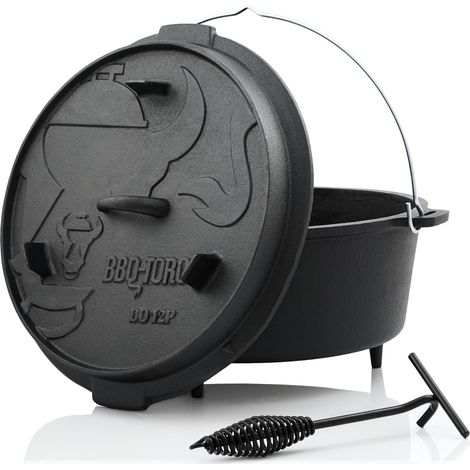 BBQ-Toro Dutch Oven DO12P, pentola in ghisa Premium da 13,6 L, pentola in ghisa (1/5)