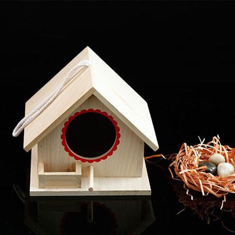 Maison D'oiseau En Bois Nichoir Nichoir Suspendu Avec Corde 20x 23x 18cm (1/5)