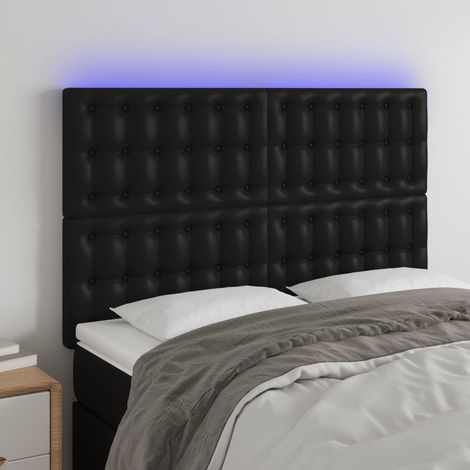 Tête de lit à LED - Design industriel - Pour Lit adulte - Noir 144x5x118/128 cm Similicuir Chic-806965 (1/5)