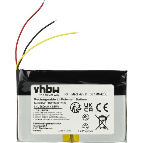 vhbw 1x Akku kompatibel mit Hella Gutmann Mega Macs 42 SE Kfz-Diagnosegerät (660 mAh, 7,4 V, Li-Polymer)