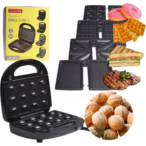 UNIVERSAL 5-IN-1 TOAST NÜSSE DONUTS SANDWICHES WAFFELN STARKER GRILL KAMILLE