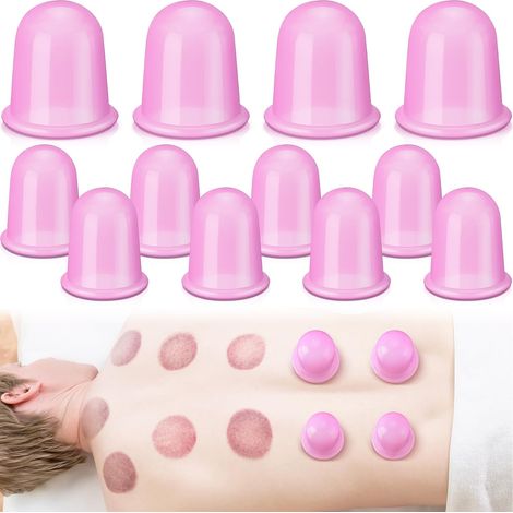 12 pezzi – (2 set per e uso a casa per alleviare il dolore) massaggio con coppettazione sottovuoto in silicone adatto (viola) riduzione dell'artrite anticellulite (1/5)