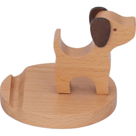 Support Téléphone Bois Design Chien - Porte Smartphone Bureau Mignon Léger Maison École Cadeau (1/5)