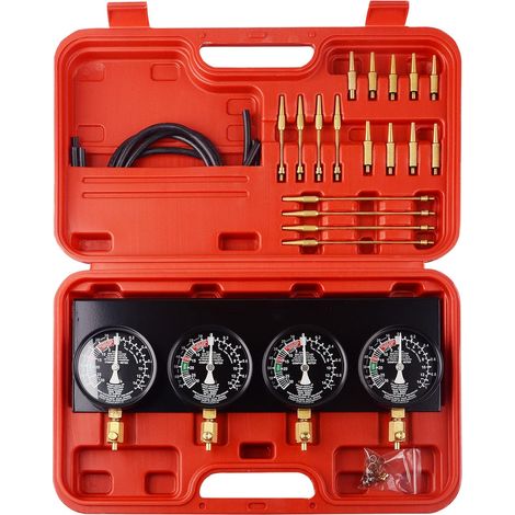 Kit de synchronisation de dépression d'essence (4 pièces) pour carburateurs, avec manomètres à dépression sur plaque fixe. Outil universel pour voiture et moto.