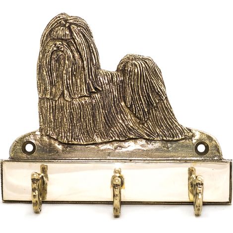 Shih Tzu, Shi tsu, Shi-Tzu, Szi-cu, Szitzu: colgador de llaves con perro, soporte de latón para accesorios para perros, elegante decoración para el pasillo de Art-Dog (1/5)