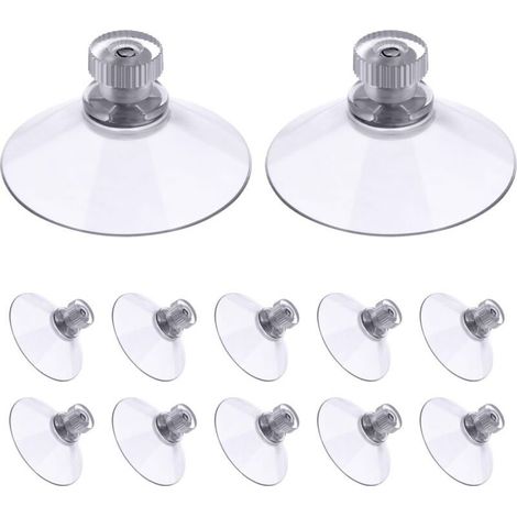 Screw Suction Cups, 12pcs 50mm Clear Suction Cups with Thread, Extra Strong Insulated PVC Plastic Suction Cups for Hanging Curtains, RV, Windows, Bathroom, Van (1/5)