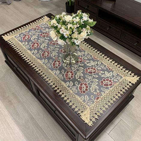 Nappe De Table - 50 X 100 Cm - Polyester - Style Dentelle Creuse - Pour Table A The Ou Salon - 1 Piece (1/3)