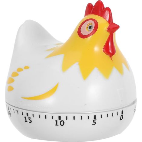 Minuteur Mécanique Poule Blanc Cuisine en Plastique pour Pâtisserie (1/5)