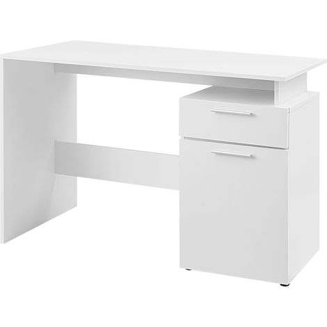 Bureau - avec porte et tiroir - 110x75x53 cm - blanc (1/5)