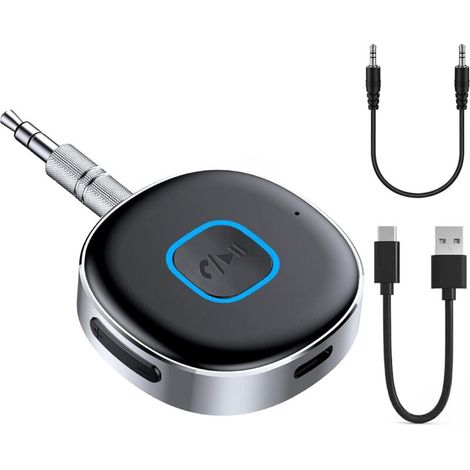 Car Bluetooth Receiver, Bluetooth 5.0 Receiver, 3.5mm Aux Audio Jack Adapter, Hands-Free Bluetooth Aux Receiver for Car Stereo/Home Stereo/Speaker (1/5)