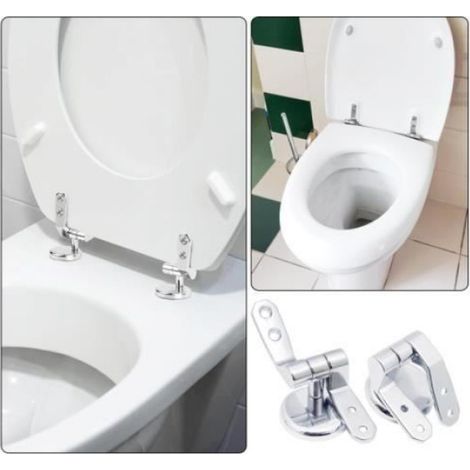 Charniere Abattant WC Kit Fixations Remplacement Lot de 2 Fixation Abattant WC Universelles Fixation Cuvette WC Charnières de Siège (1/4)