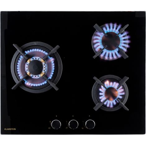 Klarstein Goldflame 3 Placa de gas 3 quemadores de latón Vitrocerámica