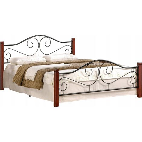 Cama Houston 574, Cereza + Negro, Individuales, 120x200, Metal, Somieres, 124x206x96cm