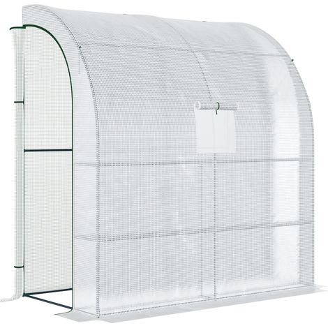 Serre de jardin, avec portes, blanc, 200 x 100 x 215 cm, pour jardin et terrasse, maison de propagation avec protection UV