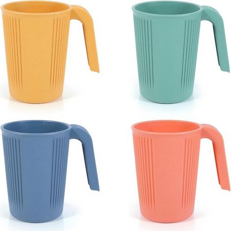 Gobelet - 350 ml - En Polypropylène Alimentaire - Avec Poignée - Pour Enfants Et Adultes - Lot De 4