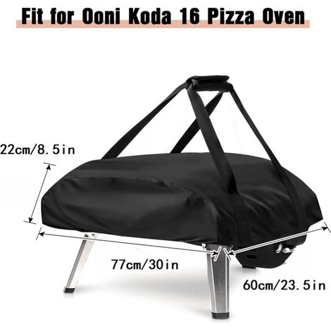 Copertura protettiva per forno per pizza 77x60x22cm per Ooni Koda 16, tessuto Oxford 420D, portatile, impermeabile, resistente alle intemperie, accessorio per forno per pizza da esterno, nero (1/4)