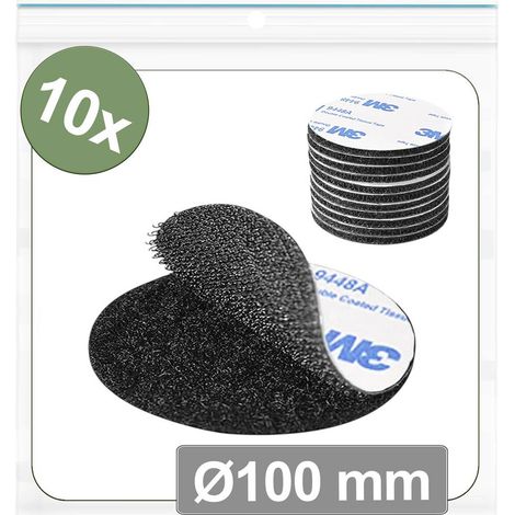 Quadrios 25CA664 Pastilles rondes auto-agrippantes à coller partie velours et partie agrippante (Ø) 100 mm noir 10 pc(s