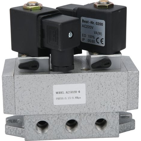Électrovanne G1/8 pouce 2 positions 5 voies distributeur directionnel K25D2H-6AC220V (1/5)