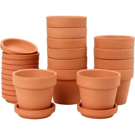 12x Mini Terrakotta Töpfe mit Untersetzer 7.9cm, Sukkulenten Kräutertöpfe (1/5)