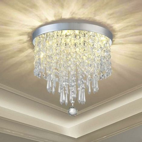 Lámpara Colgante Lámpara de Techo de Metal y Cristal Diseño Elegante Luz LED K9 Cristal 25CM Cromo Plata (1/5)