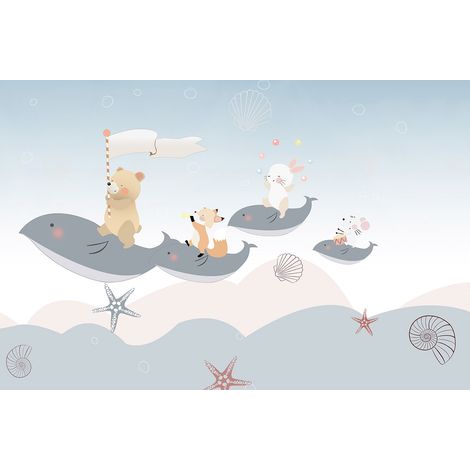 Papier peint panoramique Enfants - Animaux - 195 cm x 129 cm (1/2)