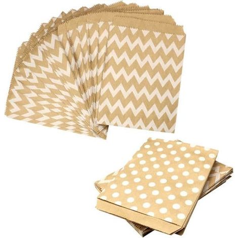 50 sacs en papier kraft, parfaits pour les biscuits, les cadeaux, les bonbons (mariage, anniversaire, fête, Noël, etc.). (1/4)