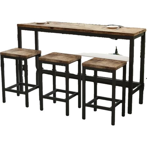 Set da pranzo con tavolo, pannelli in MDF, struttura in metallo, dimensioni 47"x23,5"x36", portata massima 300 libbre, facile da montare. (1/5)