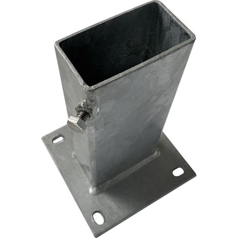 Signaletique.Biz France – Fourreau à platine pour poteau acier galvanisé 90 x 50 mm – Fixation résistante aux intempéries – Pré-percé pour installation rapide (1/5)