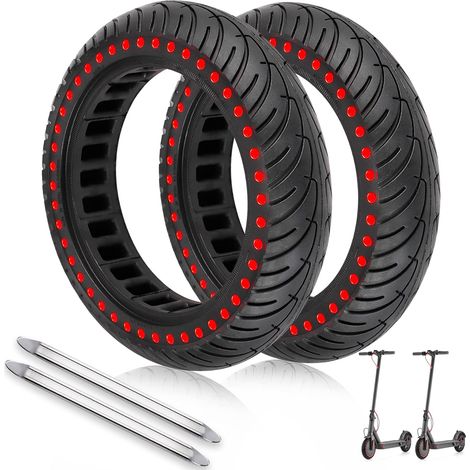 Pneu Plein 8,5 Pouces (8 1/2x2)(50/75-6.1) Increvables pour Trottinette Électrique, Compatible Tous Modèles avec Roue 8 1/2x2, Xiaomi M365, 1S, Pro2, Gotrax, Wispeed (Point 2unité+Leviers) (1/5)
