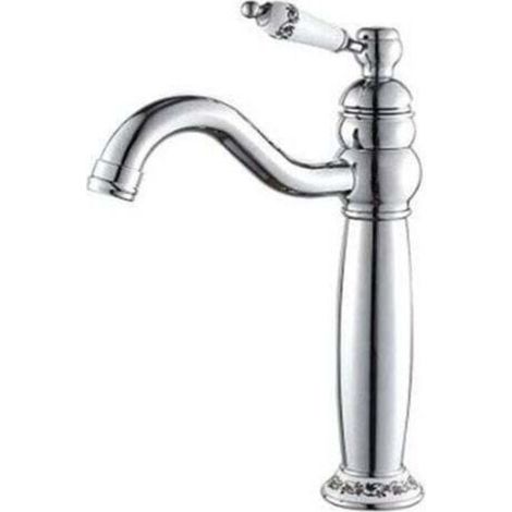 Bathroom sink mixer tap, classic vintage floral ceramic high single lever tap, sink mixer tap