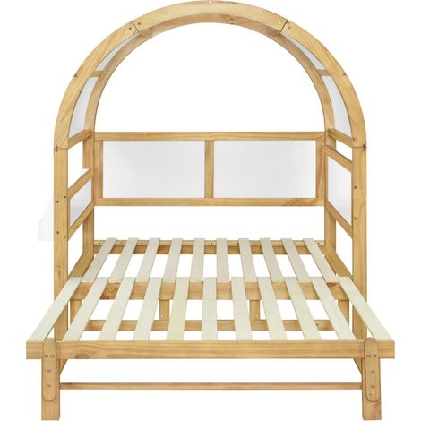 Letto casetta evolutivo con letto estraibile 140x200 cm bianco/naturale in pino e MDF (1/5)