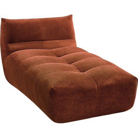 Chauffeuse design 1 place fauteuil lounge rembourré en tissu texturé rouille Alba (1/5)