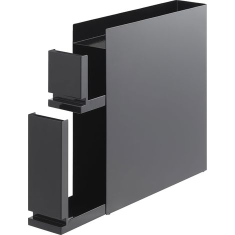 Étagère coulissante 2 niveaux pour épices et assaisonnements, en acier - organiseur, support, condiments, épices, cuisine - 50-93 x 12,5 x 52,5 cm, design japonais, noir (1/5)